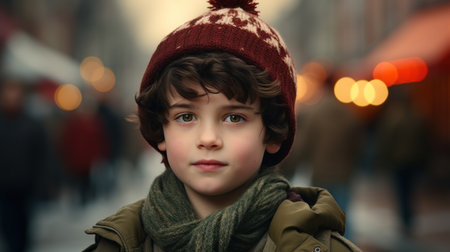 a photo of a boy in the streetの素材