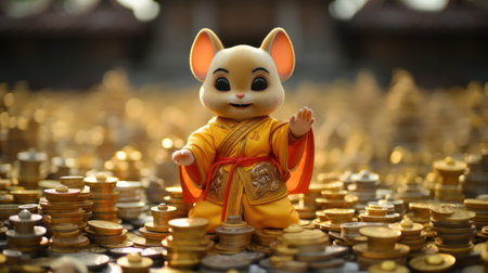 a cute animal in Asian clothesの素材