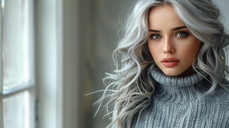 "Elegance in Curls: A Portrait of Graceful Curly Hair"の素材