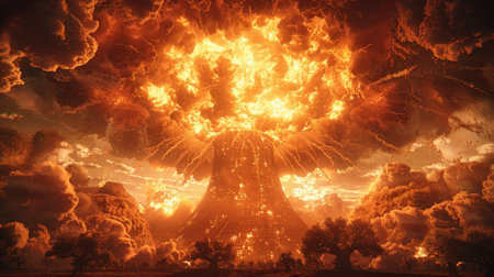 "Epic Volcanic Eruption Illuminating the Night Sky"の素材