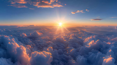 "Celestial Dawn: Sun Rays Piercing Through Morning Clouds"の素材
