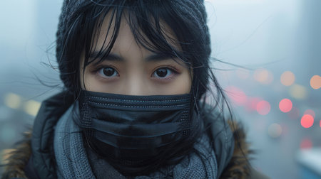 Mystic Cityscape: A Silhouetted Figure Amidst Urban Lightsの素材