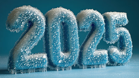 Chilly numbers glisten under lights, celebrating the arrival of the new year.の素材