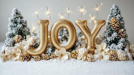 Sparkling decorations embody the spirit of celebration in a winter wonderland setting.の素材