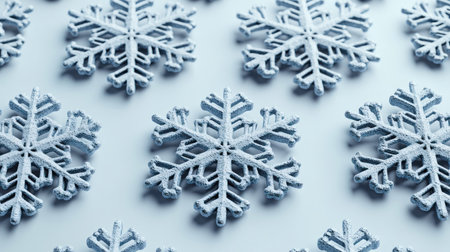 Snowflakes create a beautiful winter landscape, showing nature's artistry and elegance.の素材