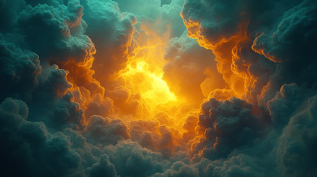 Clouds swirl in vibrant colors at sunset, creating a stunning spectacle.の素材