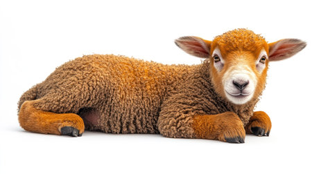A fluffy lamb relaxes in warmth, embodying innocence and charm.の素材