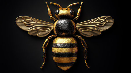 Delicate golden bee design highlights the beauty of nature's smallest creatures.の素材