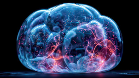 A mesmerizing display of jellyfish pulsating in dark waters creates a magical atmosphere.の素材