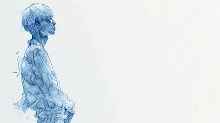 Solitude captured in gentle hues, reflecting deep thoughts and introspection.の素材