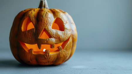 A cheerful jack-o'-lantern radiates warmth with its glowing smile.の素材