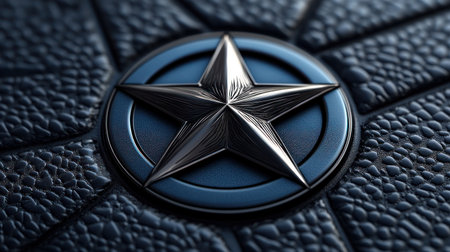 The detailed star symbol stands out against the textured surface, exuding strength.の素材