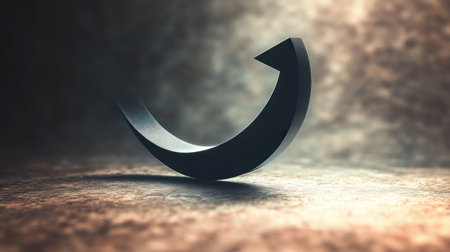 A sleek curved form rests on a surface, creating intriguing shadows and highlights.の素材