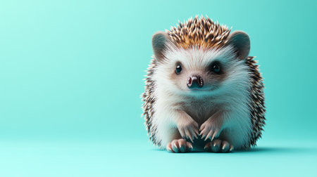 A small hedgehog curiously explores its colorful surroundings, radiating cuteness.の素材