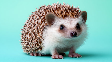 A small hedgehog curiously examines its bright surroundings, full of charm.の素材