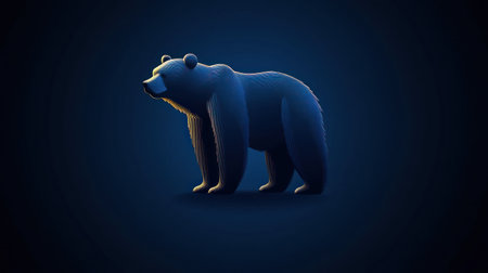 A detailed 3D representation of a bear captured in a dark, atmospheric setting.の素材