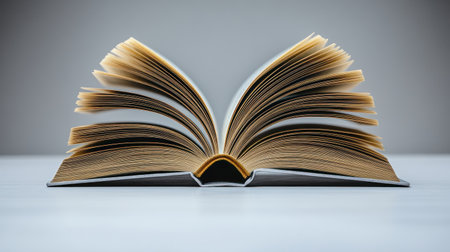 An inviting book lies open, its pages fanned out, ready to share stories and knowledge.の素材