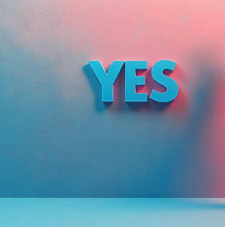 A bright and bold 'YES' stands out, radiating positive energy in soft hues.の素材