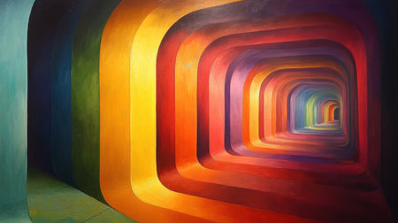 A captivating blend of colors creates a tunnel effect, drawing the eye inward.の素材