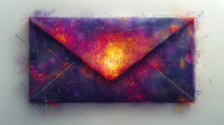 A vibrant envelope symbolizes the power of messages and connections.の素材