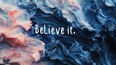 Pastel hues form a mesmerizing background with an uplifting message of belief.の素材