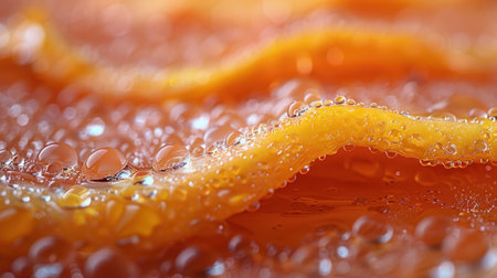 Gentle orange waves shimmer with tiny droplets, highlighting their delicate texture.の素材