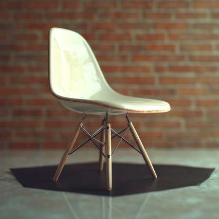 A sleek chair with a smooth surface showcases its modern design and charm.の素材