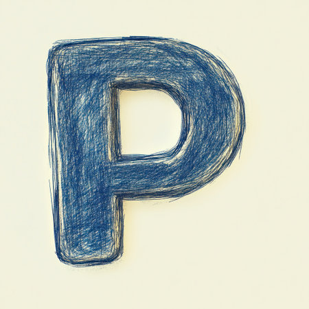 A whimsical blue letter P showcases artistic flair, inviting creativity and imagination.の素材