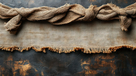 Natural fibers create a beautiful contrast on a rustic wooden backdrop, evoking warmth.の素材