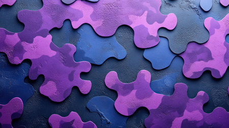 Colorful puzzle pieces blend on a dark backdrop, captivating viewers.の素材