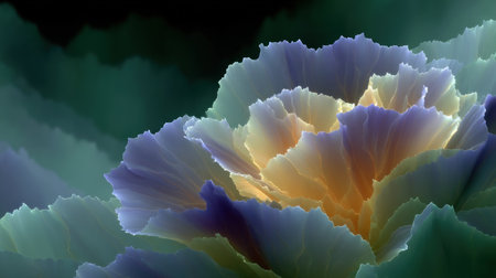 Petals bloom in a vibrant mix of colors, creating a serene atmosphere.の素材