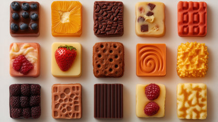 Colorful candy squares in diverse flavors, perfect for sweet lovers everywhere.の素材