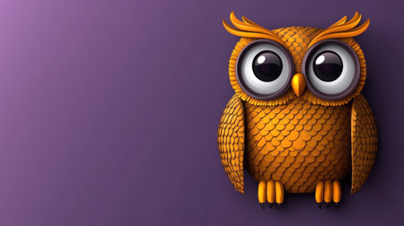 Playful and colorful owl stands out with bright feathers, inviting smiles and joy.の素材