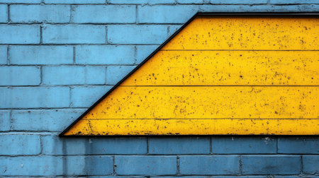 Bold colors and shapes transform a plain wall into an artistic canvas.の素材