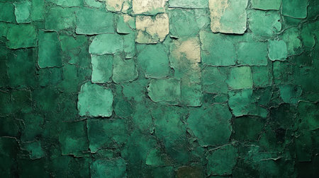 Colorful green tiles create a unique wall design that enhances the room's feel.の素材