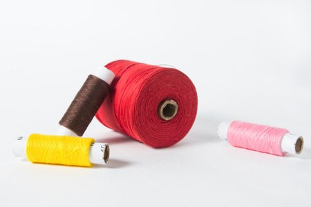 White thread isolated on white background. Rope, wool, knitting homemade handmade object