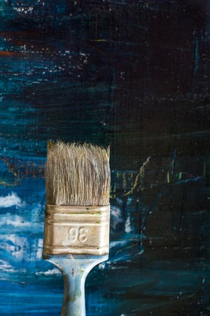 Abstract painted canvas. Oil paints on a palette. Colorful background.の写真素材