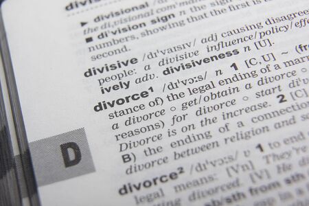 Divorce and separation concept. Dictionary definition