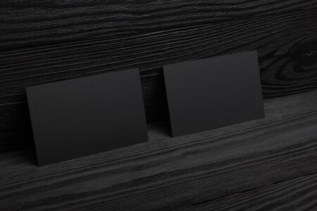 Business card blank on wooden background. Corporate Stationery, Branding Mock-up. Creative designer...