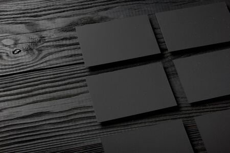 Business card blank on wooden background. Corporate Stationery, Branding Mock-up. Creative designer...