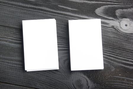 Business card blank on wooden background. Corporate Stationery, Branding Mock-up. Creative designer...
