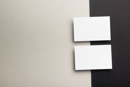 Business card blank on wooden background. Corporate Stationery, Branding Mock-up. Creative designer...