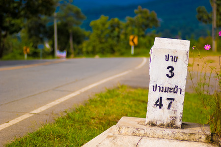 Kilometer marker to Pai in landscape view