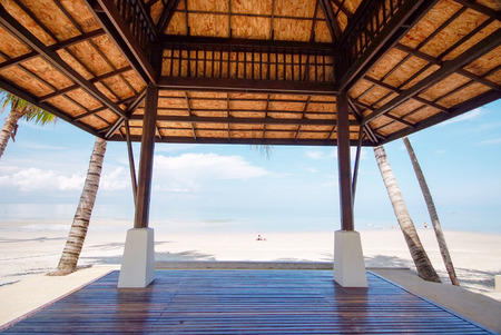 Sea view from pavilion, Koh Chang island, Trat province, Thailandの写真素材