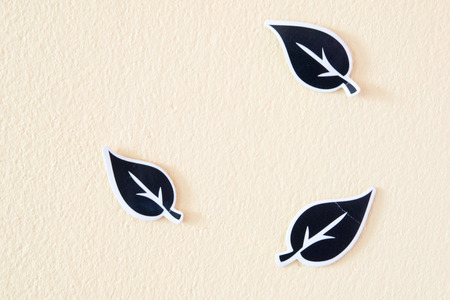 leaf stickers on colorful cement wallの写真素材
