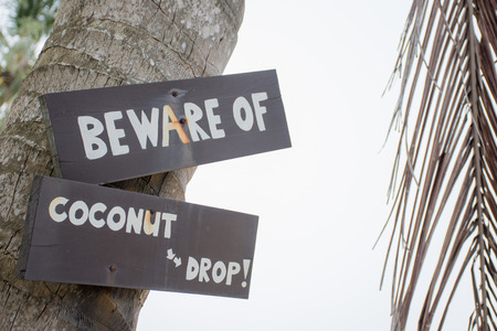 Beware of coconut drop labelの写真素材