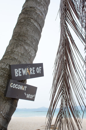 Beware of coconut drop labelの写真素材