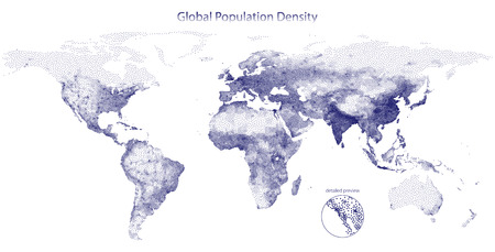 Stippled vector map of global population densityのイラスト素材