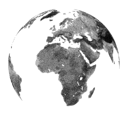 Globe with continental relief - vector stippled illustrationのイラスト素材