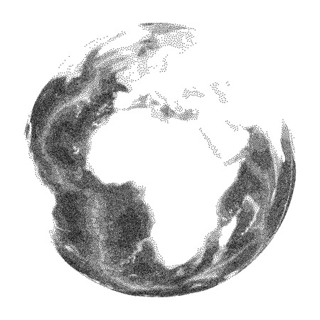 Globe with world ocean relief - vector stippled illustrationのイラスト素材